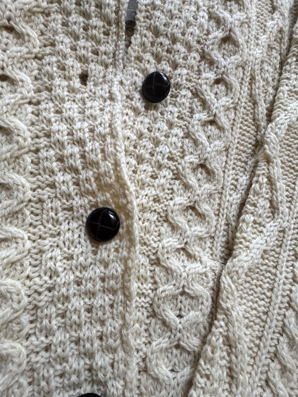 Made in Ireland - Cream Cable Knit Cardigan Sweater - Picture 2 of 7